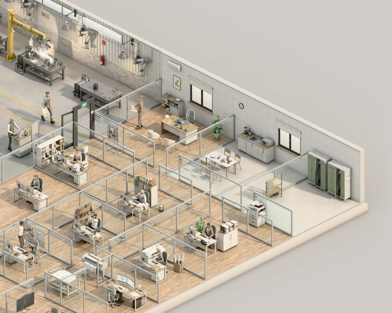 Les bureaux, et la pile de documents à retaper au secrétariat.